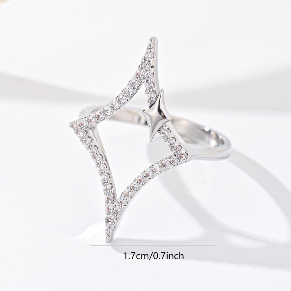 1 Piece Copper Inlaid Zircon Material Geometric Square Women's Ring Suitable For Party Gathering Jewelry Accessories Unisex