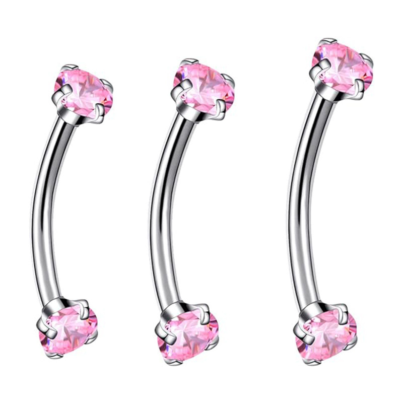 Fashion Titanium Metal Round Shiny Zircon Eyebrow Ring Body Piercing Jewelry Geometric Pattern Unisex Shiny Piercing Accessories