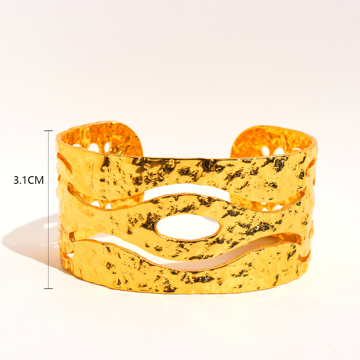Retro Classic Style Semicircle Brass 24K Gold Plated Bangle In Bulk