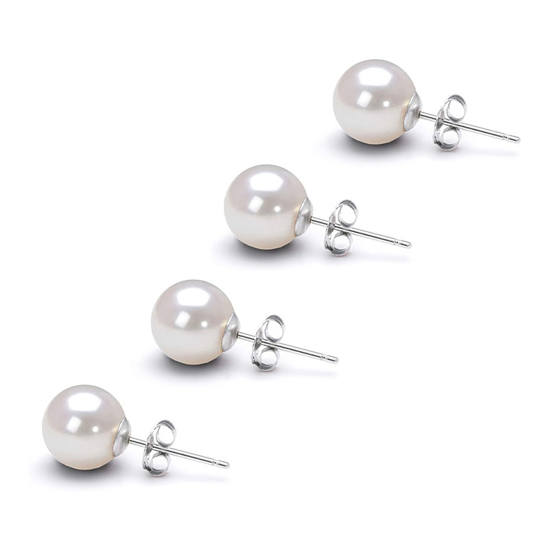 Fashion Titanium Alloy Pearl Earrings With Butterfly Clasp Women's Body Piercing Jewelry Geometric Pattern Earrings Elegant Simple Style