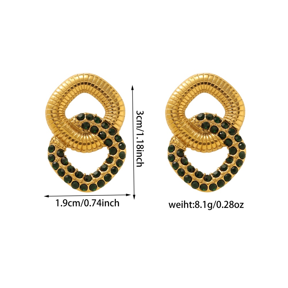 Trendy 18K Stainless Steel Zircon Earrings For Women Non-Fading Geometric Pattern Original Design Jewelry Accessories