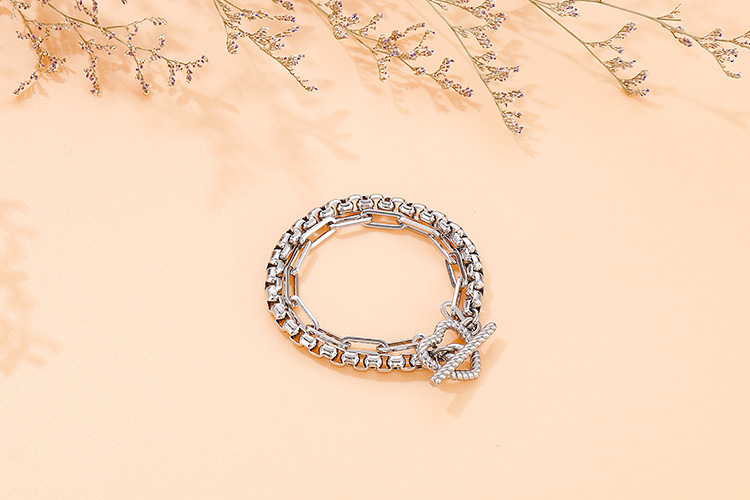 PVD Coated 18K Gold Plated Geometric Titanium Steel Fashion Waterproof Non Tarnish Bracelets