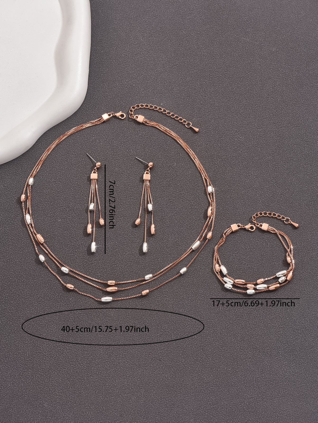 Low Allergy Snake Chain Necklace And Earring Set For Women Color Retention Jewelry Set  Style Simple Geometry Pattern