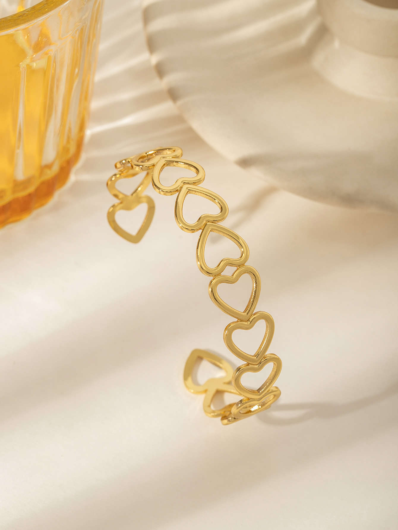 Stainless Steel Open Bracelet 18K Gold Plated Minimalist Geometry Classic Retro Design Luxury Wide Edge Fashion Jewelry