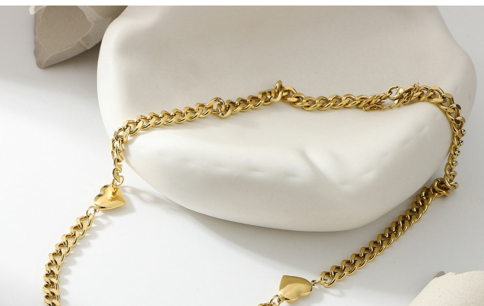 Fashion Heart 14k Gold Stainless Steel Necklace