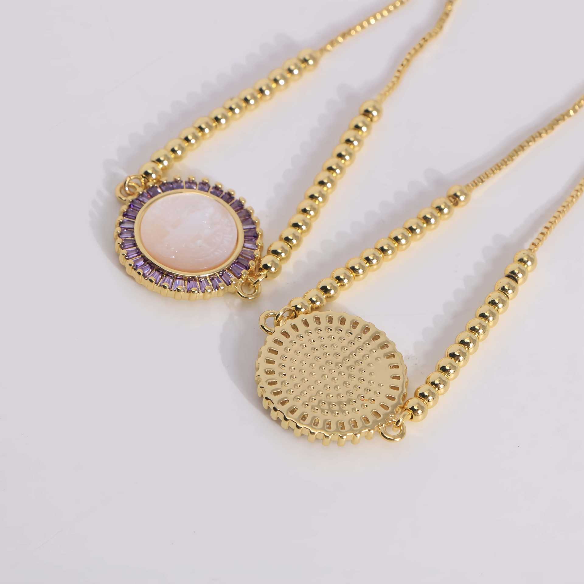 Gold Gold-plated Shell Pendant Micro-inlaid Design Bracelet Women's Jewelry Copper Accessories