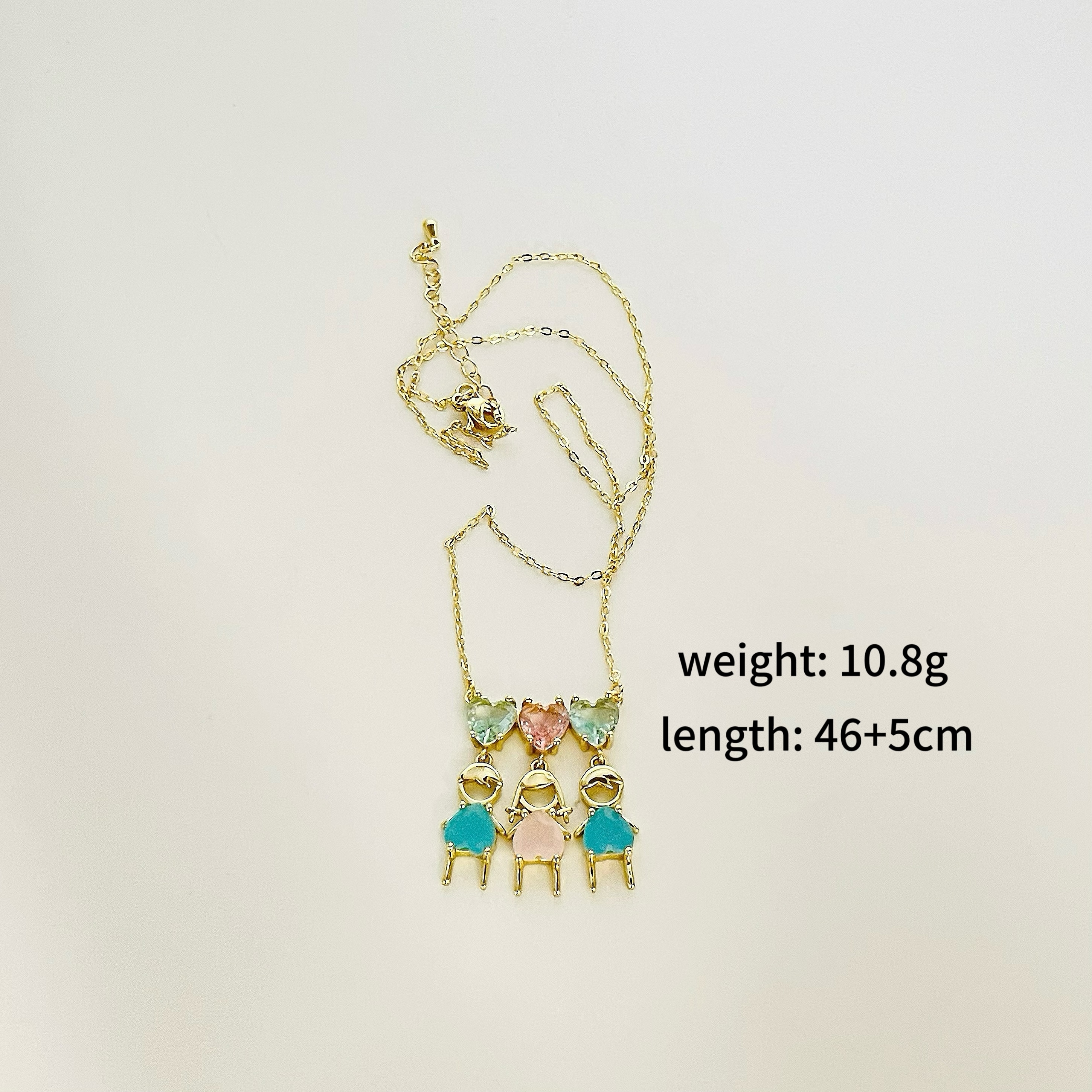 Hot Sale Men's And Women's Doll Heart-Shaped Zircon Pendant Necklace Copper Strips 18K Gold Plated Fashion Ornament Necklace Gift