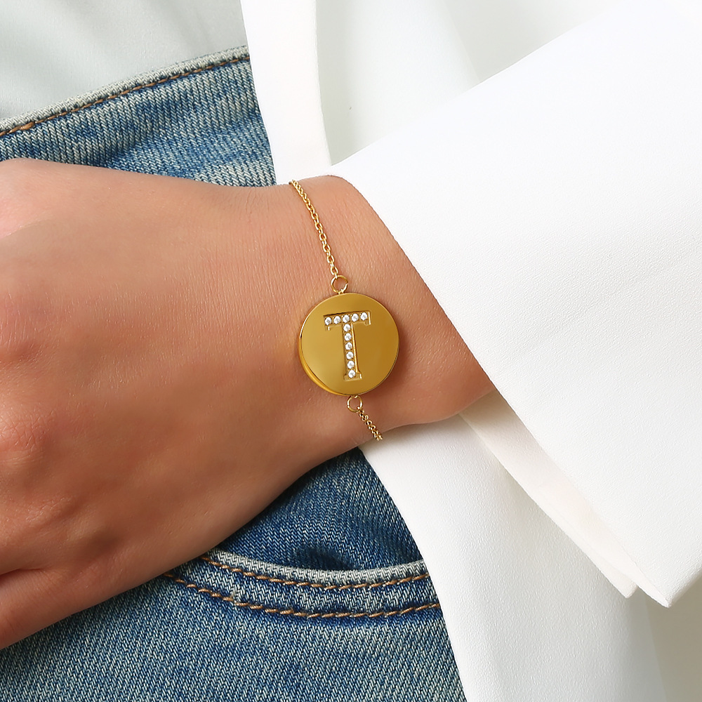 Titanium Steel Bracelet With 26 Letter Pendant Multifunctional Jewelry Accessories Unisex European