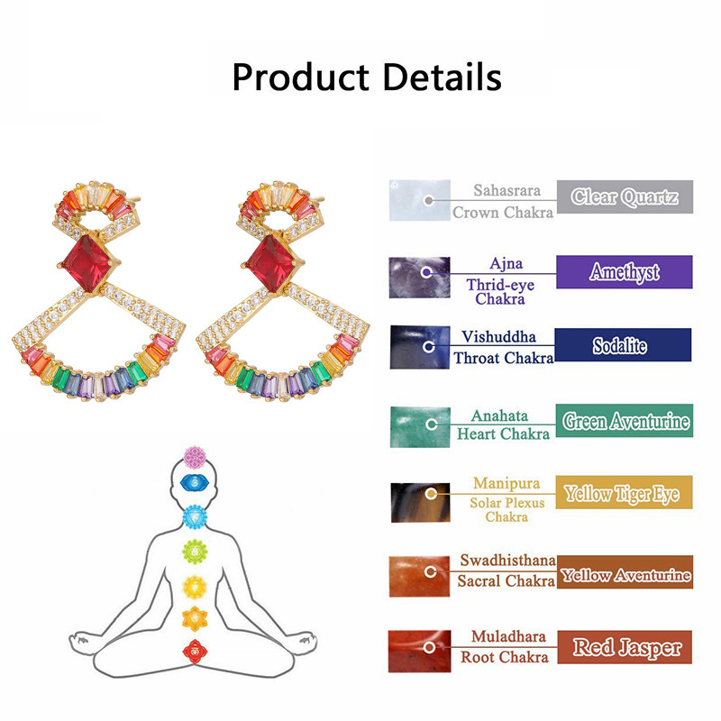 Elegant Long Colorful Zirconium Earrings For Women Geometric Pattern Copper Material Ins Style Star And Fan Shaped Plated Jewelry