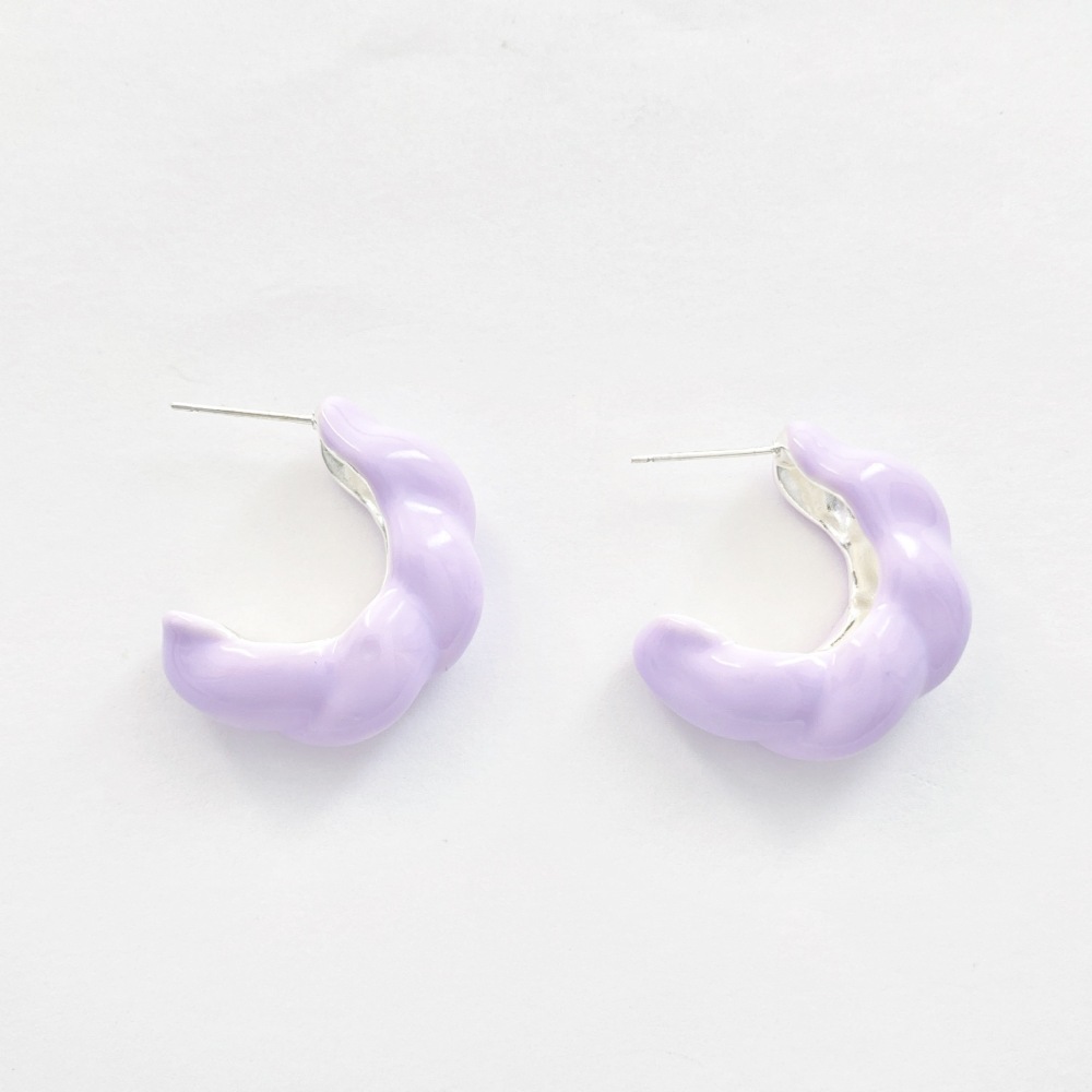 Summer Versatile Simple Solid Color Oil Drop Earrings Women's  High-End C-Shaped Ear Studs Fashionable Jewelry Accessories