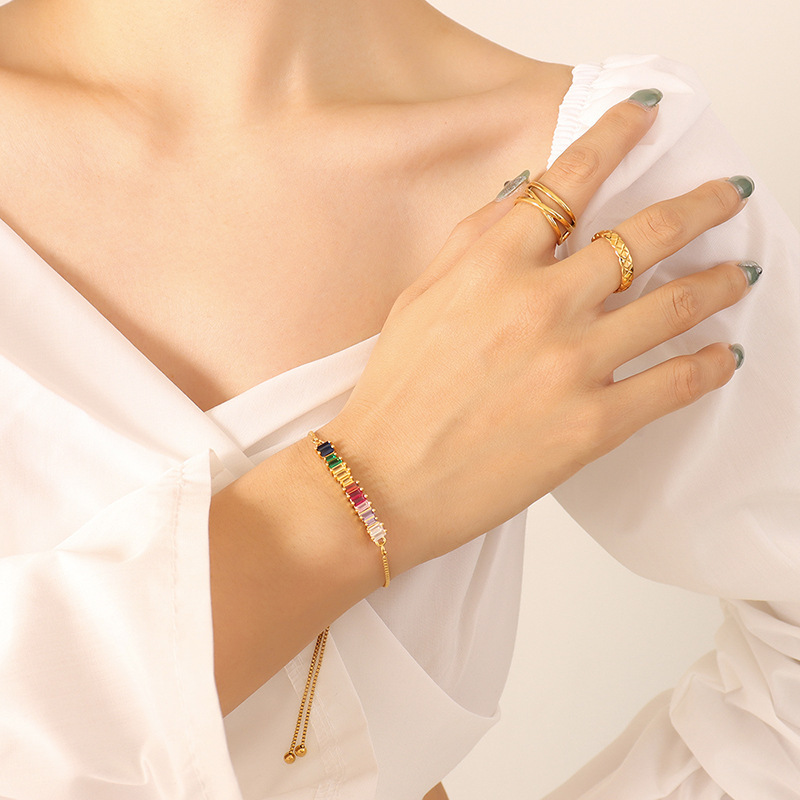 PVD Coated Real Gold Plated 18K Gold Geometric 304 Stainless Steel Fashion Waterproof Non Tarnish 304 Stainless Steel Bracelets