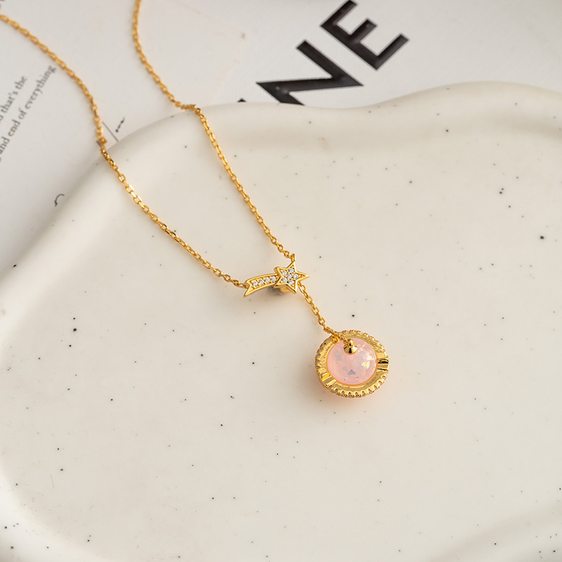 New Saturn Natural Stone 3D Earrings Necklace Set Versatile Luxury Feelings Star Planet Ear Jewelry Women's Fashion Accessories