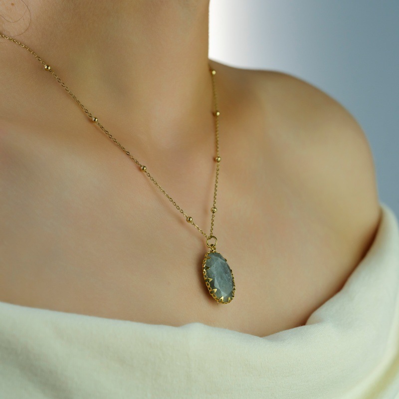 Luxury Handmade Natural Stone Gold Plated Stainless Steel 14K Necklace Ladies Casual Elegant Ins Style Jewelry Accessories