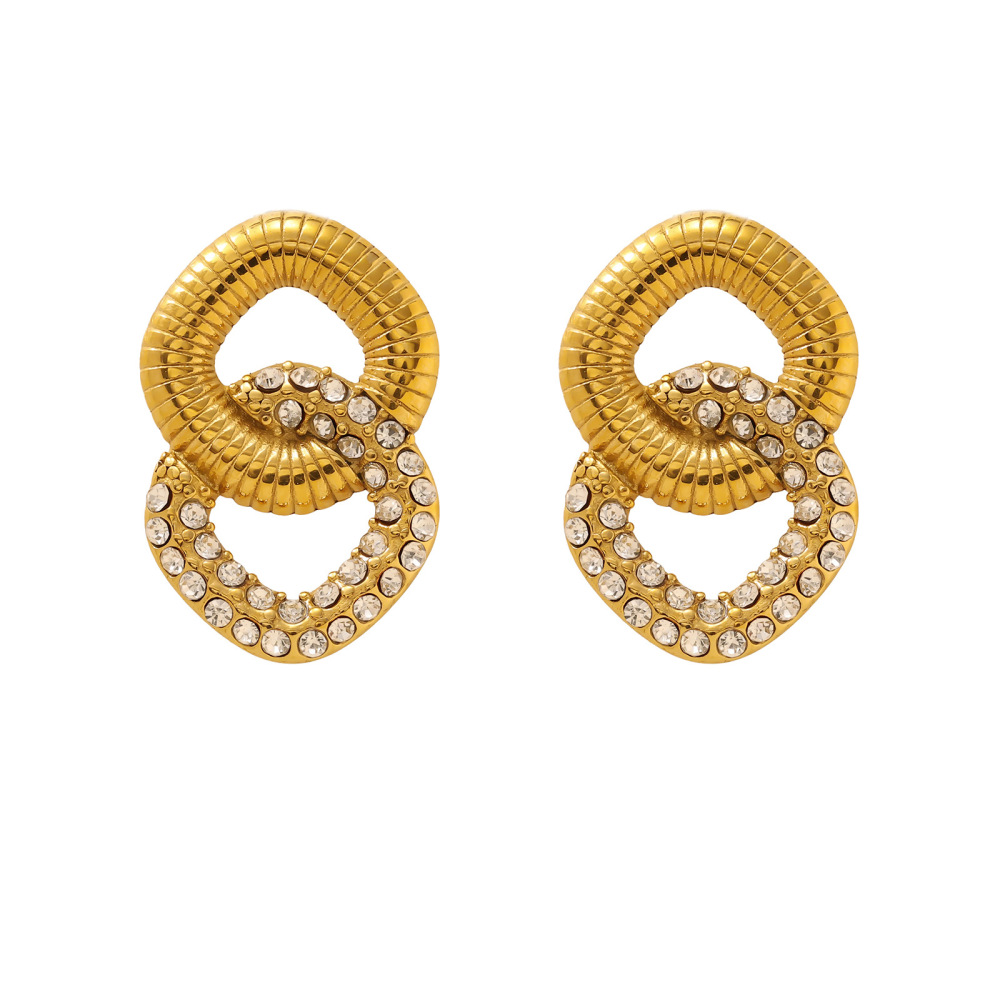 Trendy 18K Stainless Steel Zircon Earrings For Women Non-Fading Geometric Pattern Original Design Jewelry Accessories