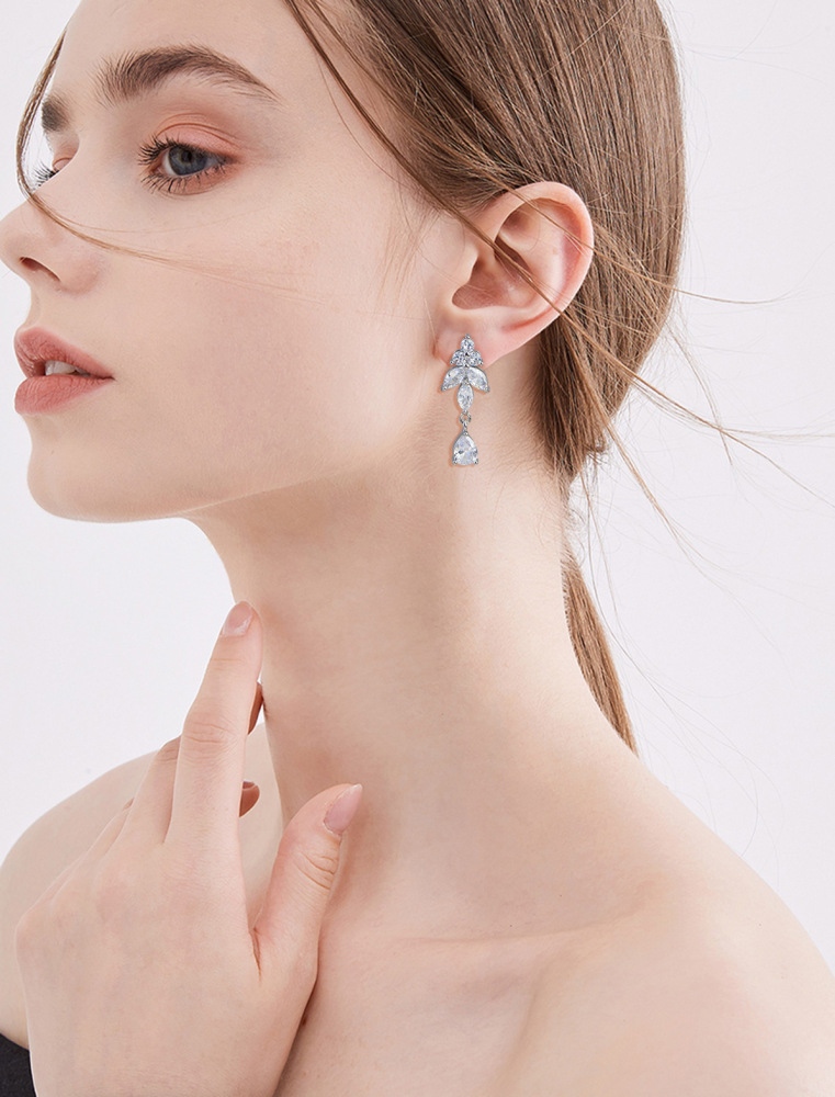 Water Droplets Copper Classic Style Earrings Necklace