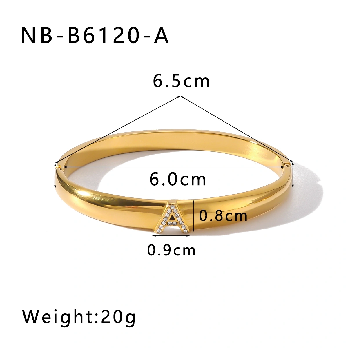 304 Stainless Steel Letter PVD Coated Rhinestones 18K Gold 18K Real Gold Plated Real Gold Plated Vintage Style Simple Style Classic Style Waterproof Non Tarnish Inlay Gold Bangle
