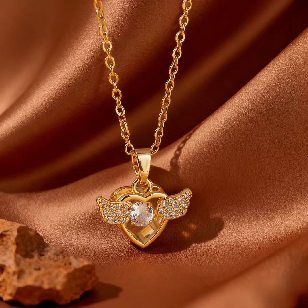 Titanium Steel Necklace For Women, Zinc Alloy Pendant, Collarbone Chain Jewelry, Rose Gold Gold Non-Fading Real Gold Plated