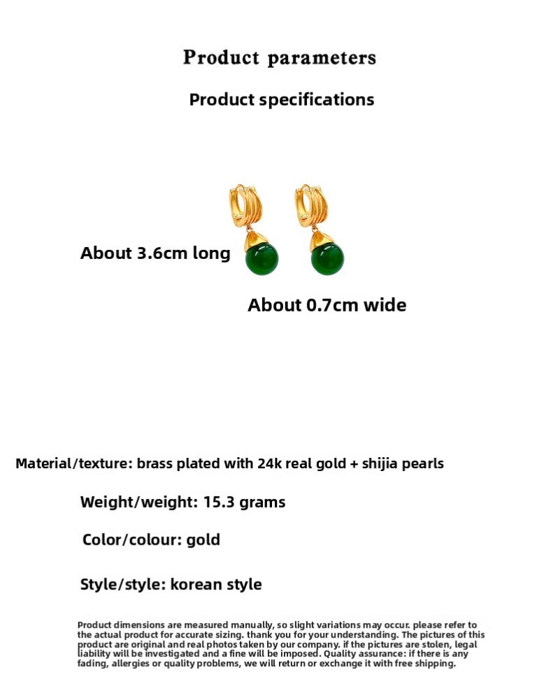 Natural Green Agate Jade Ice Type Earrings Women Luxury Small Niche High End Stud Earrings Jewelry Accessories