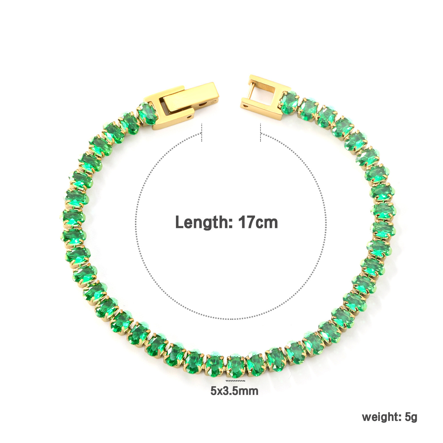 Elegant 304 Stainless Steel Gold-Plated Vacuum Plating (inside The Furnace) 18K Real Gold-Plated Tennis Bracelet Full Diamond Multi-Color Fashion Women's Watch Accessories