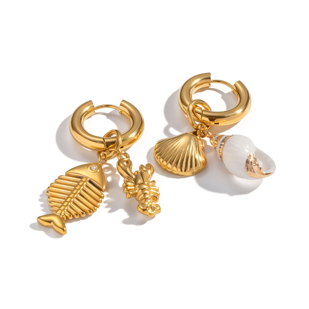 Elegant Fashion Jewelry Turtle Fish Shell Pearl AB Style Stainless Steel Non-fading Beach Accessories Earrings For Women