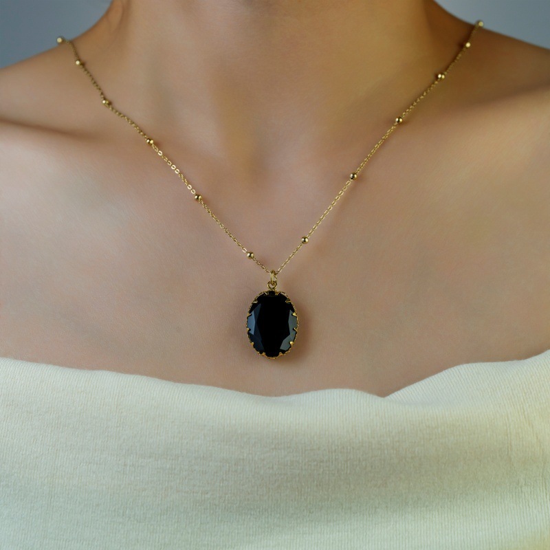 Luxury Handmade Natural Stone Gold Plated Stainless Steel 14K Necklace Ladies Casual Elegant Ins Style Jewelry Accessories