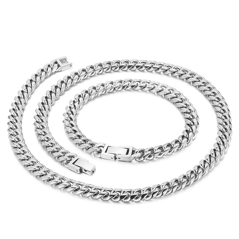 304 Stainless Steel Solid Color PVD Coated 18K Gold Plated Classic Style Waterproof Non Tarnish Chain Bracelets Necklace