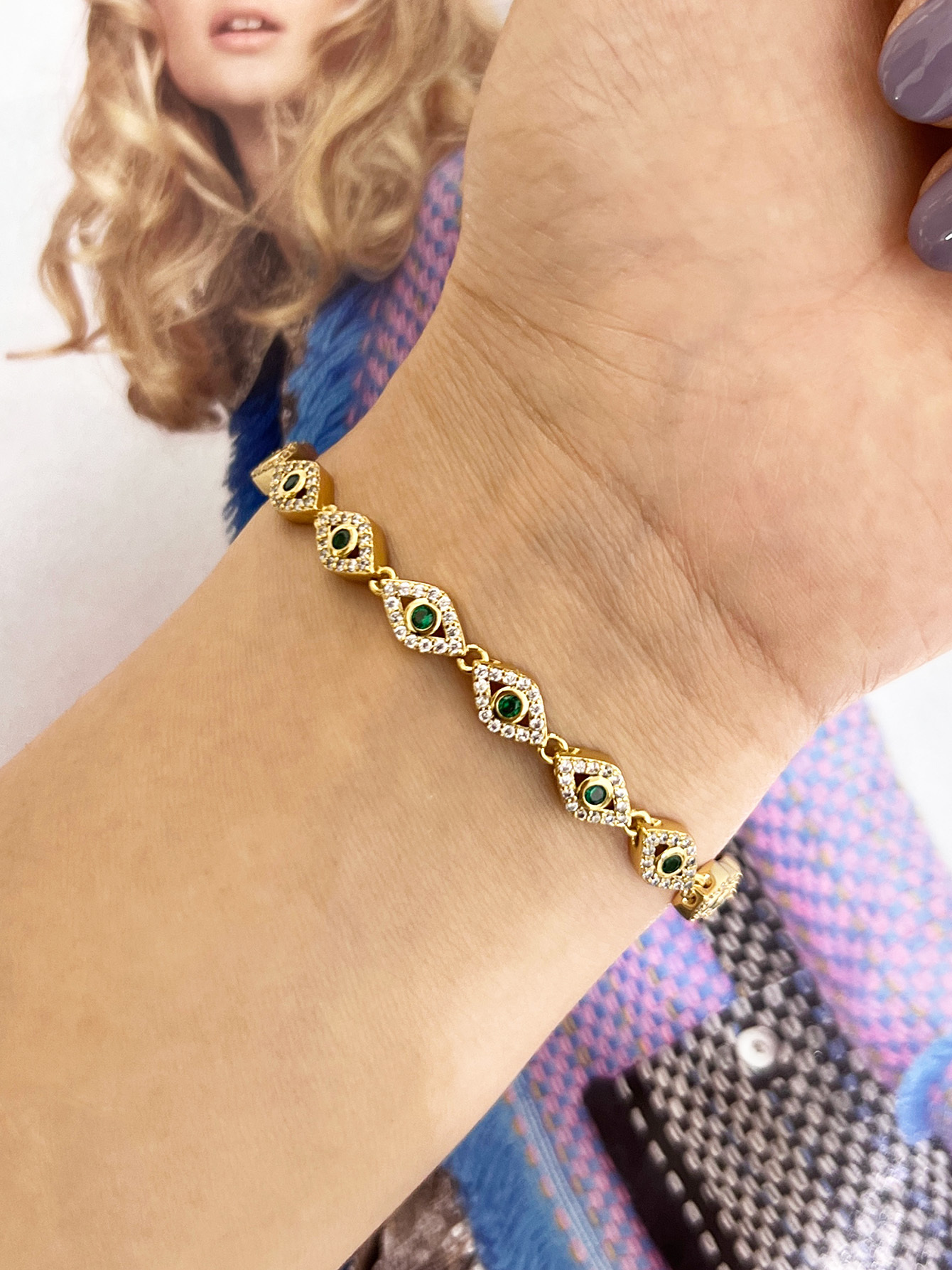 Wholesale Jewelry Simple Style Classic Style Eye Brass Zircon Bracelets