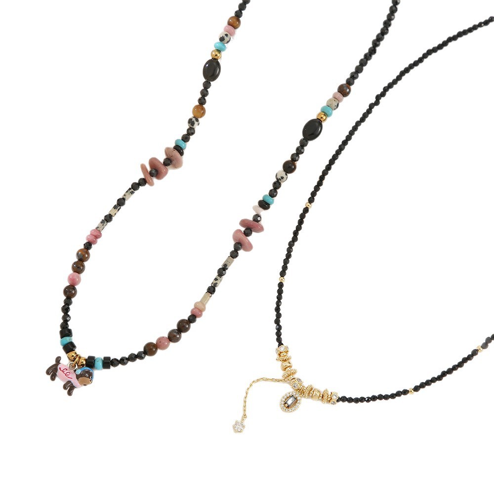 Double Layer Dog Tassel Necklace Knitted Jewelry Chain Suitable For Sweaters Autumn Winter Accessories