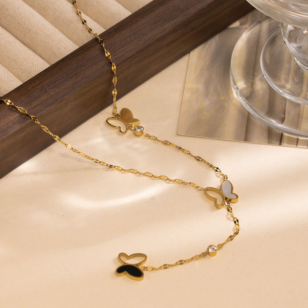 Butterfly Necklace Stainless Steel Women's Jewelry Accessories Animal Zodiac Pattern Choker