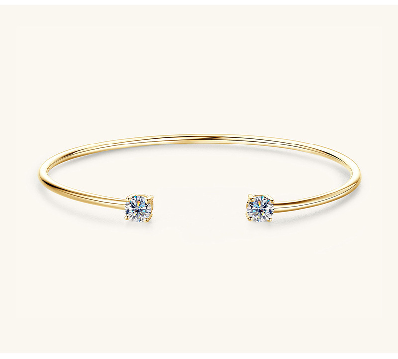 Fashion Simple Design Mozambique Stone Bracelet S925 Sterling Silver Open Bangle Doll And Zodiac Crown Pattern