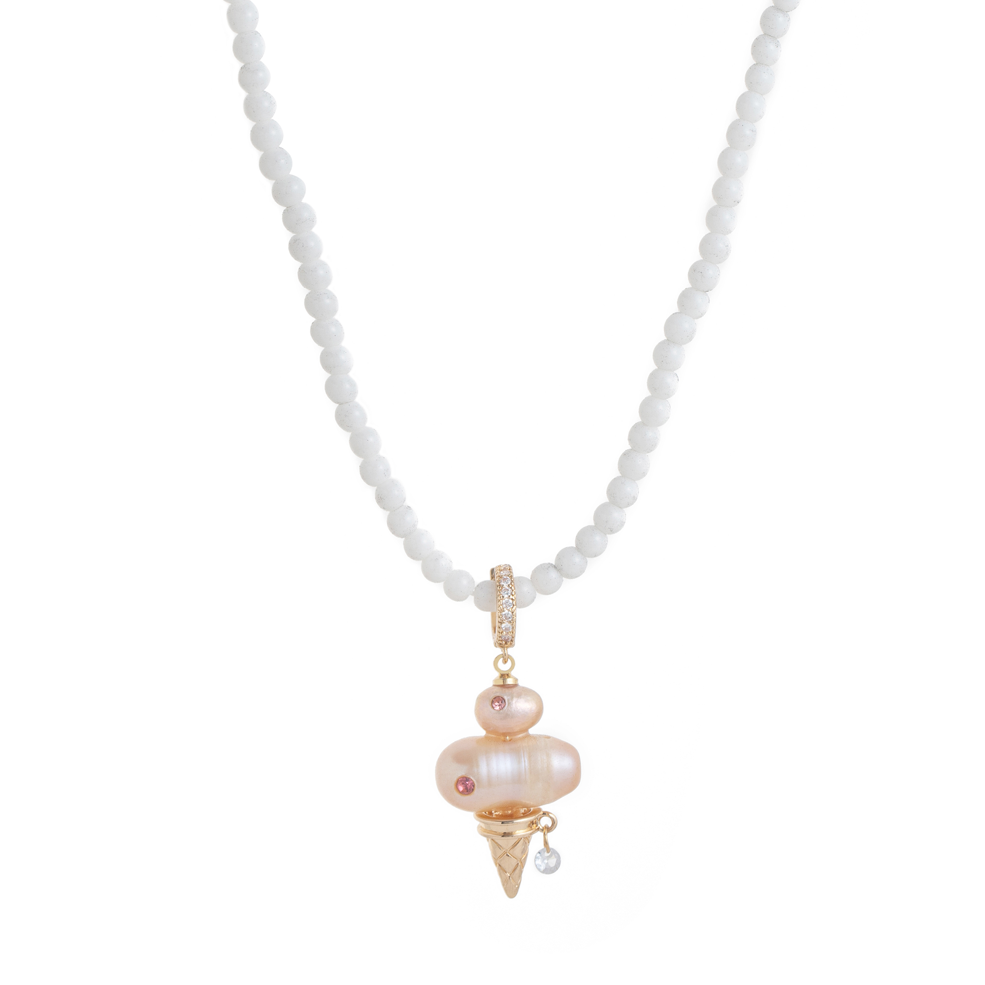 Elegant Pearl Ice Cream Style Necklace For Women Luxury Golden Plated Copper Jewelry Color Retention Choker Fashion Accessory