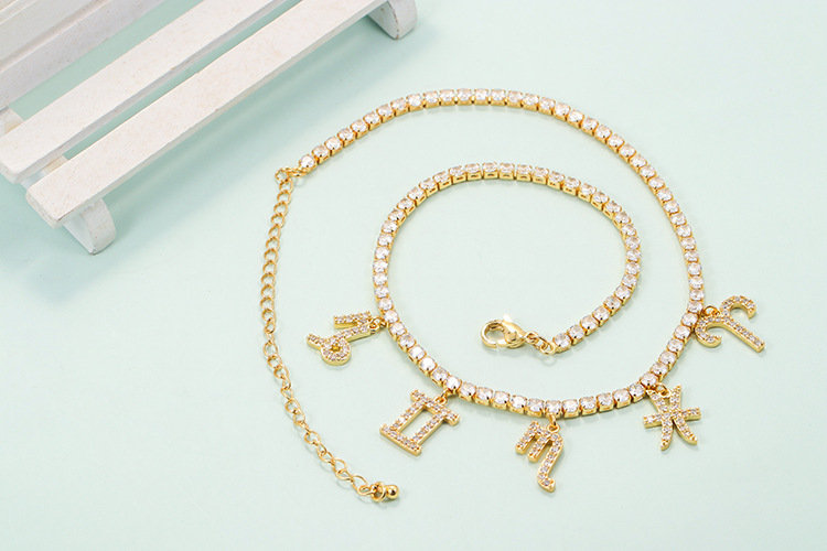 Pendant Necklace Simple Diamond Zircon 12 Constellation Clavicle Chain