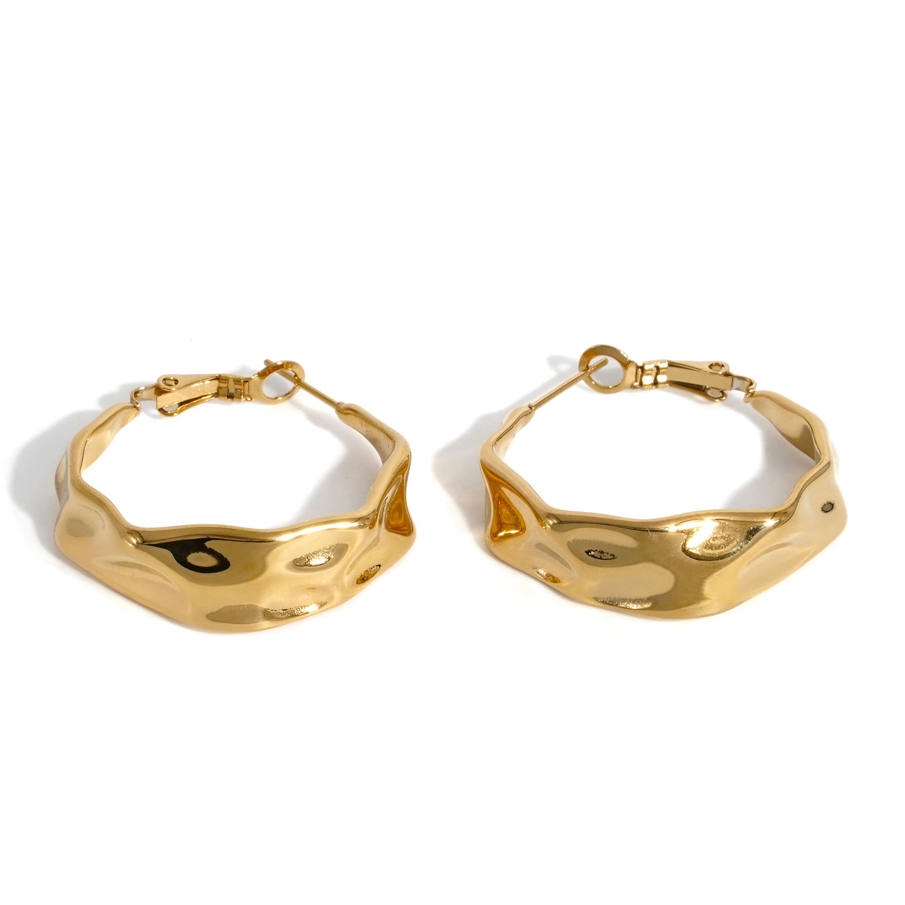 Real Gold Plated 316 Stainless Steel  Ion Plating (IP) Geometric Waterproof Non Tarnish Elegant Shiny Earrings For Women's
