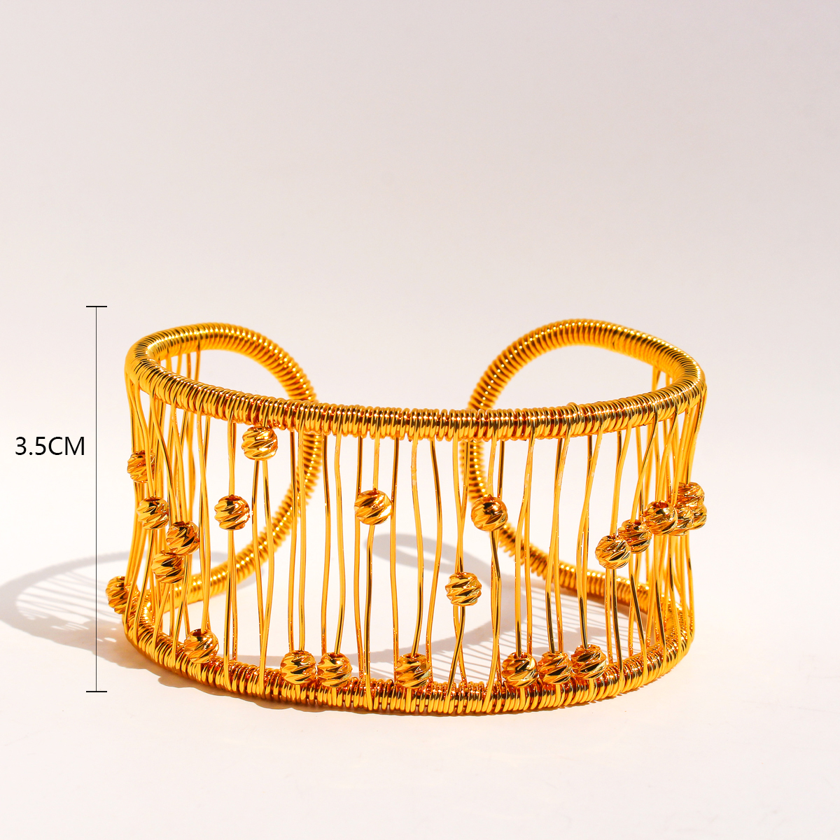 Retro Classic Style Semicircle Brass 24K Gold Plated Bangle In Bulk