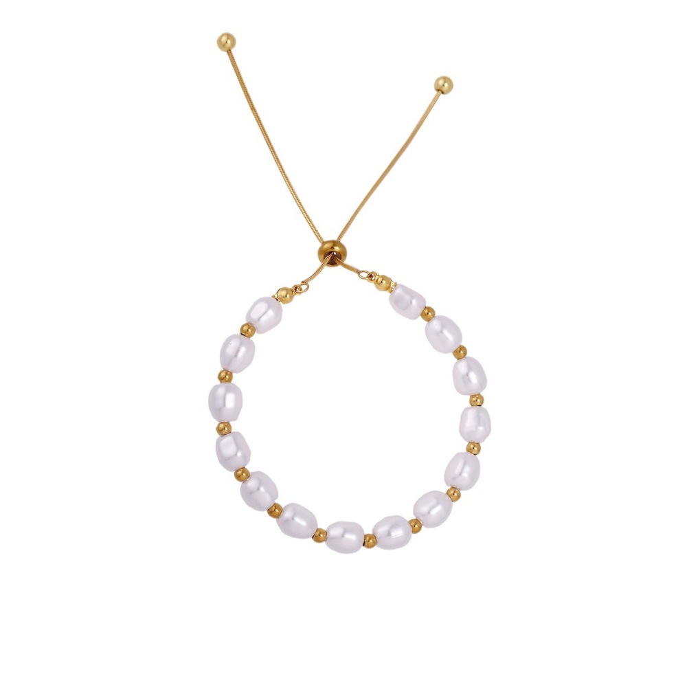 French Style Double Layer Beaded Necklace Set High Gloss Pearl Jewelry 18K Gold Plated Iron Solid Color Women's Accessories