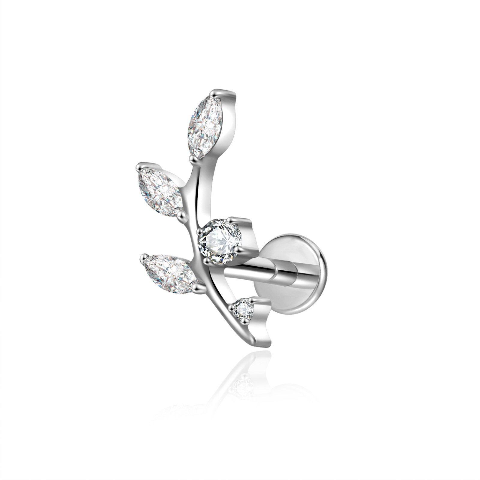 Fashion G23 Titanium Alloy Ear Lip Stud With Claw Inlaid Zircon Geometric Pattern Suitable For Men And Women Titanium Steel