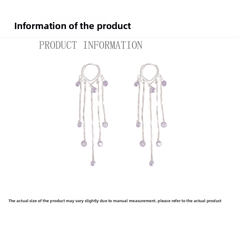 Elegant Long Purple Zircon Tassel Earrings Fashionable Luxury Trendy Versatile High-End Feelings Women's Jewelry Accessories