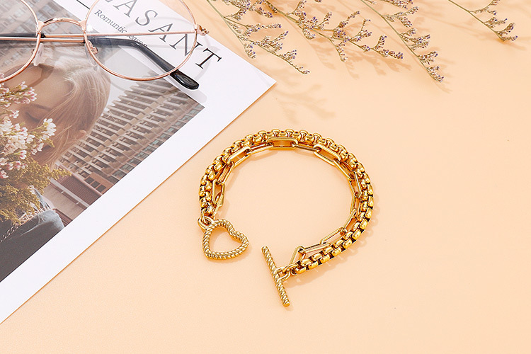 PVD Coated 18K Gold Plated Geometric Titanium Steel Fashion Waterproof Non Tarnish Bracelets
