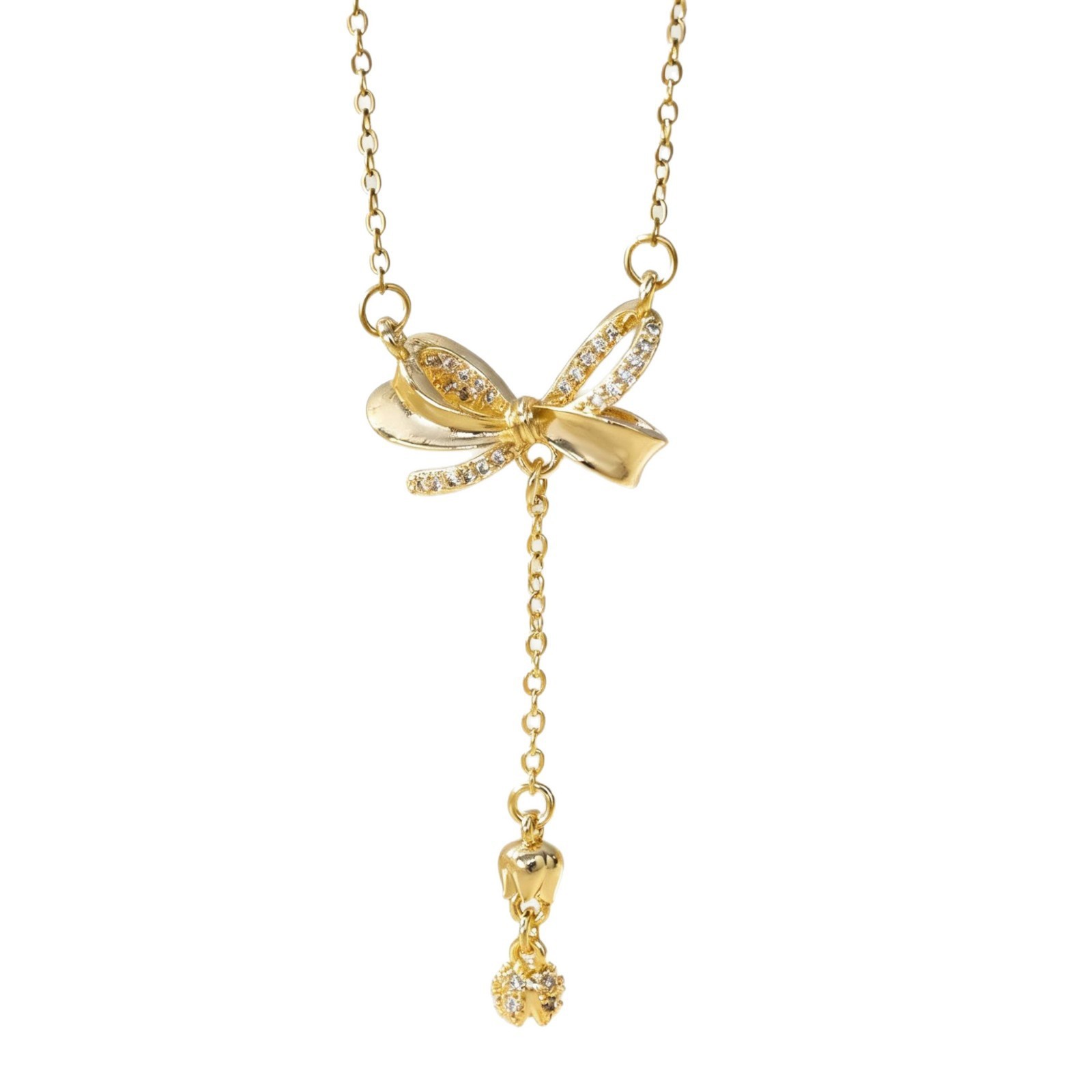 Butterfly Wind Chime Flower Pendant Necklace For Women With Micro Pave Zirconia Collarbone Chain
