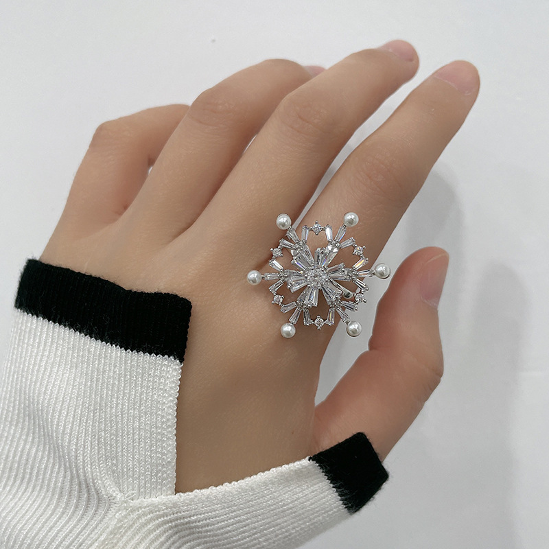 Kenge Geometric Ring For Women Gold Plated Copper Embedded Zircon Bohemian Style Summer Versatile Luxury Finger Ring