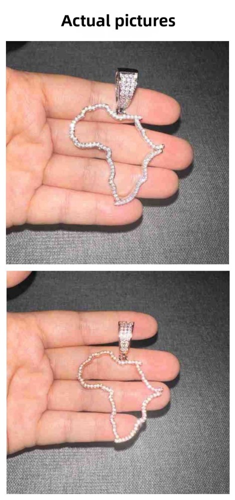 Fashion Hollow Copper Inlaid Zircon African Map Pendant Vacuum Electroplated 304 Stainless Steel Unique Design Hip Hop Style Fashion Accessories