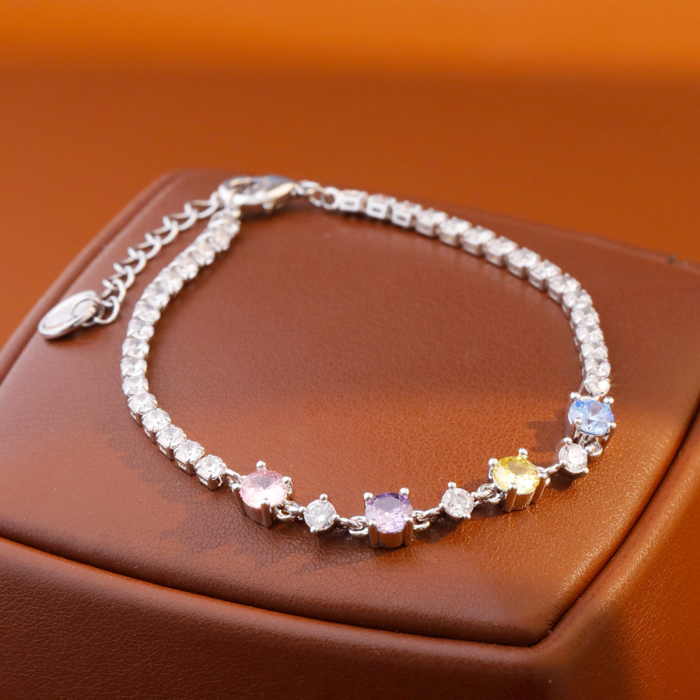 Original Design Fashion Luxury Colorful Zircon Bracelet Versatile Sweet New Style Business Match Accessories Women's Jewelry