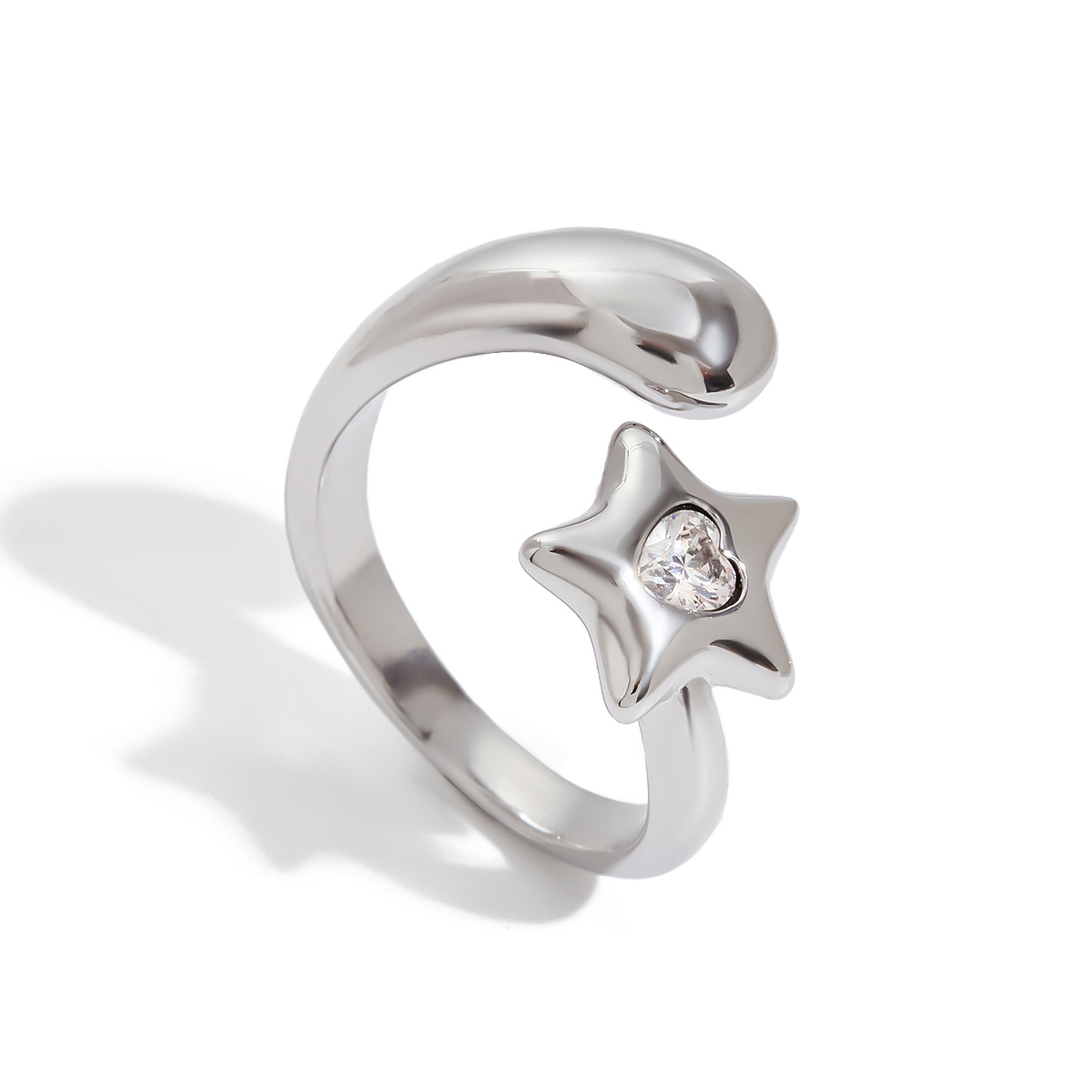 PVD Coated Real Gold Plated Star 304 Stainless Steel 316 Stainless Steel  Sweet Artistic Waterproof Non Tarnish Rings