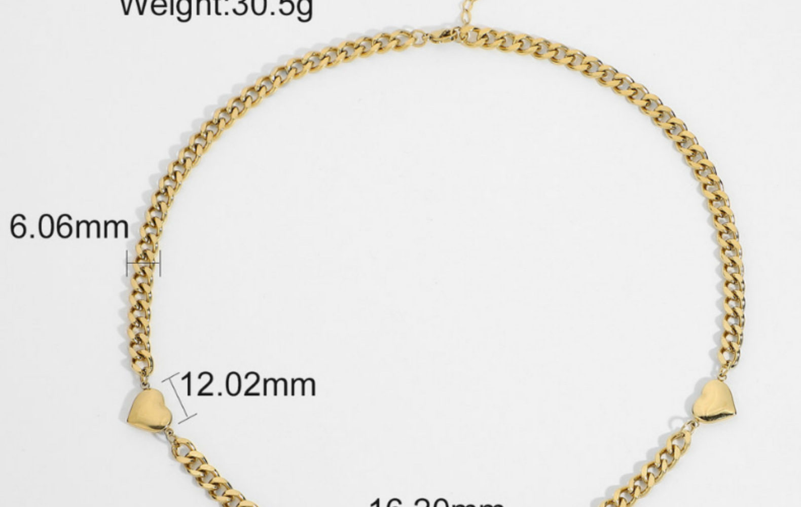 Fashion Heart 14k Gold Stainless Steel Necklace