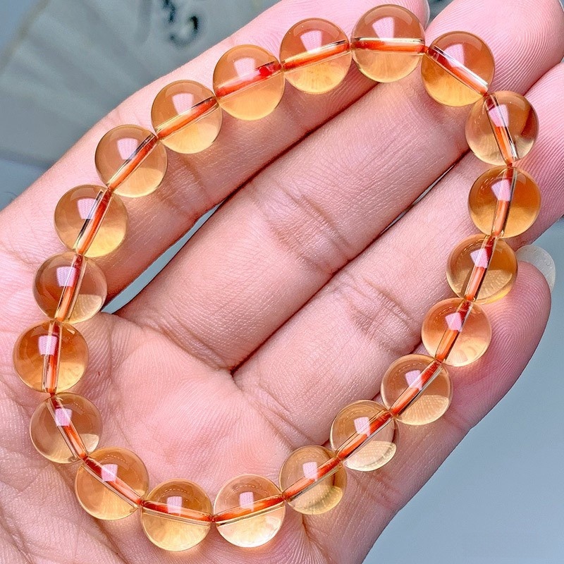 Natural Brazilian Deep Yellow Crystal Bracelet Women's Fashion Gemstone Jewelry Handmade Geometric Design Polished Finish