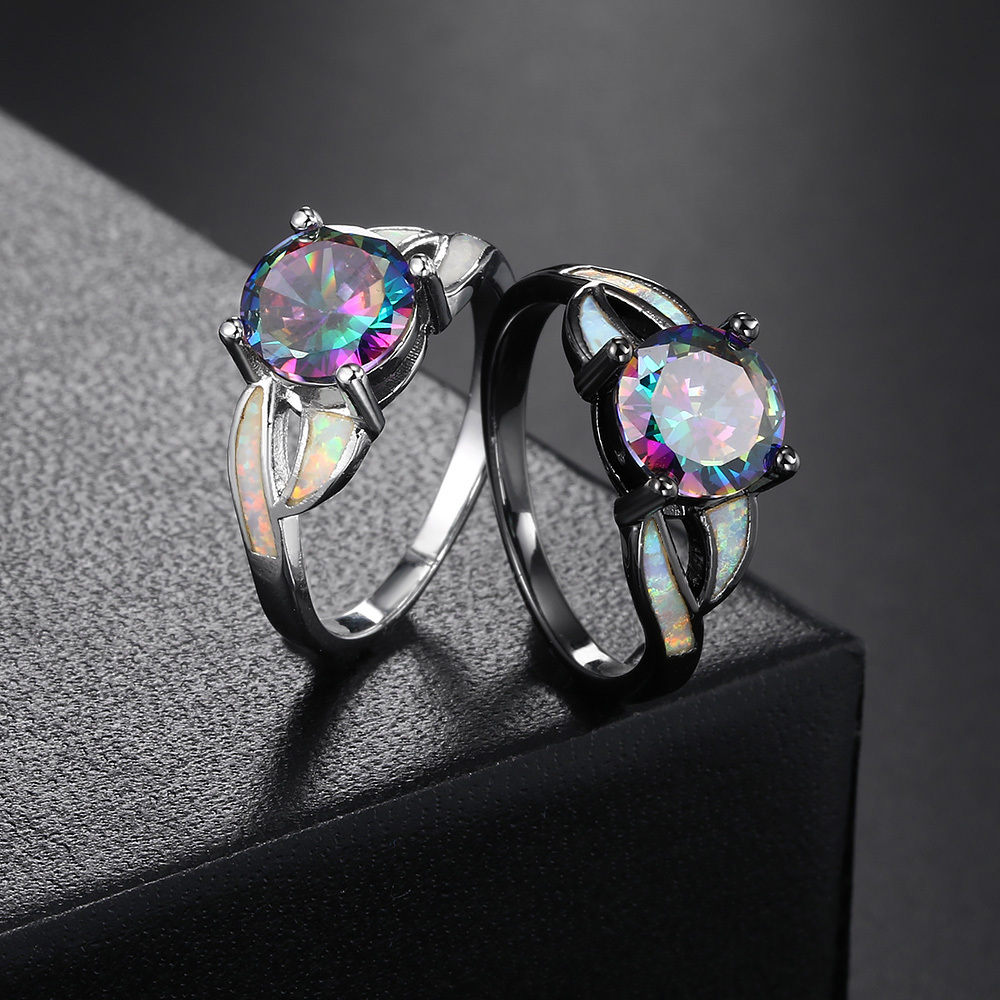 Simple Style Shiny Geometric Copper Inlay Opal Zircon Women's Rings