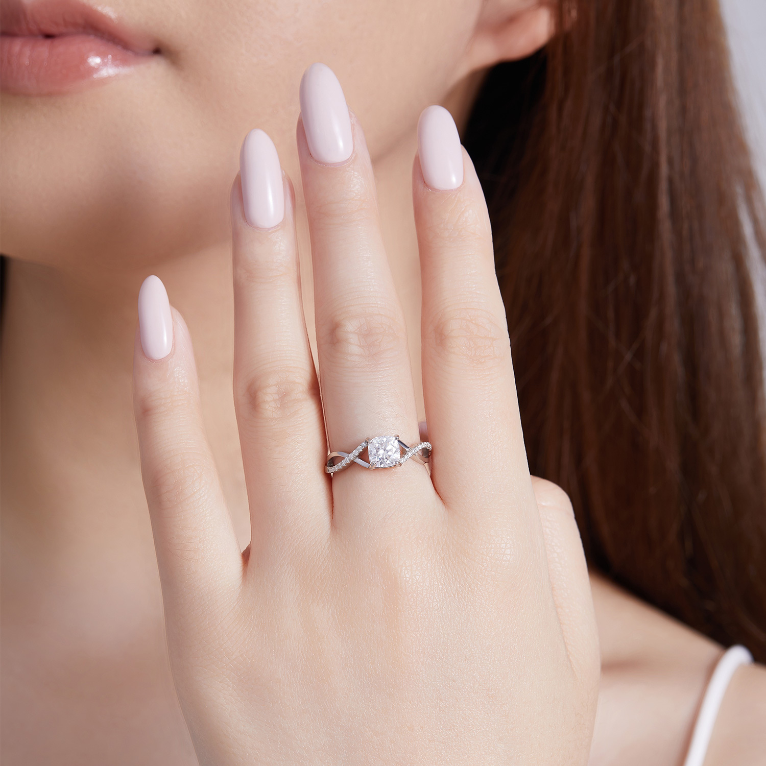 925 Sterling Silver Princess Cut 1CT VVS Diamond Moissanite Engagement Ring Customisable Wedding Twisted Band Jewelry For Women