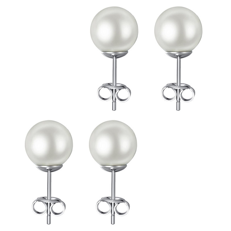 Fashion Titanium Alloy Pearl Earrings With Butterfly Clasp Women's Body Piercing Jewelry Geometric Pattern Earrings Elegant Simple Style
