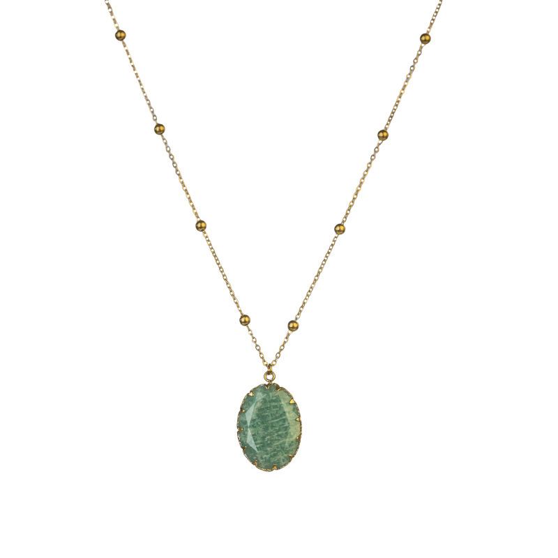 Luxury Handmade Natural Stone Gold Plated Stainless Steel 14K Necklace Ladies Casual Elegant Ins Style Jewelry Accessories