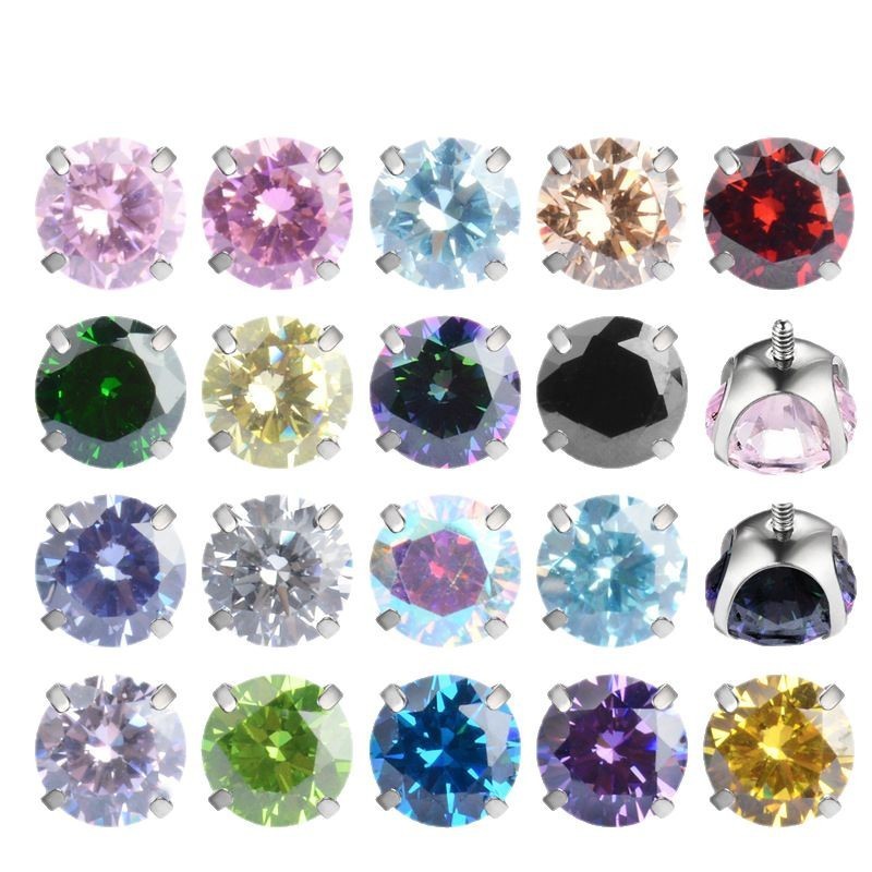 New Geometric Pattern Round Bottom Claw Shape 5A Zirconium Titanium Alloy Lip Stud Earrings Nose Stud Strip Jewelry Accessories External Thread Head
